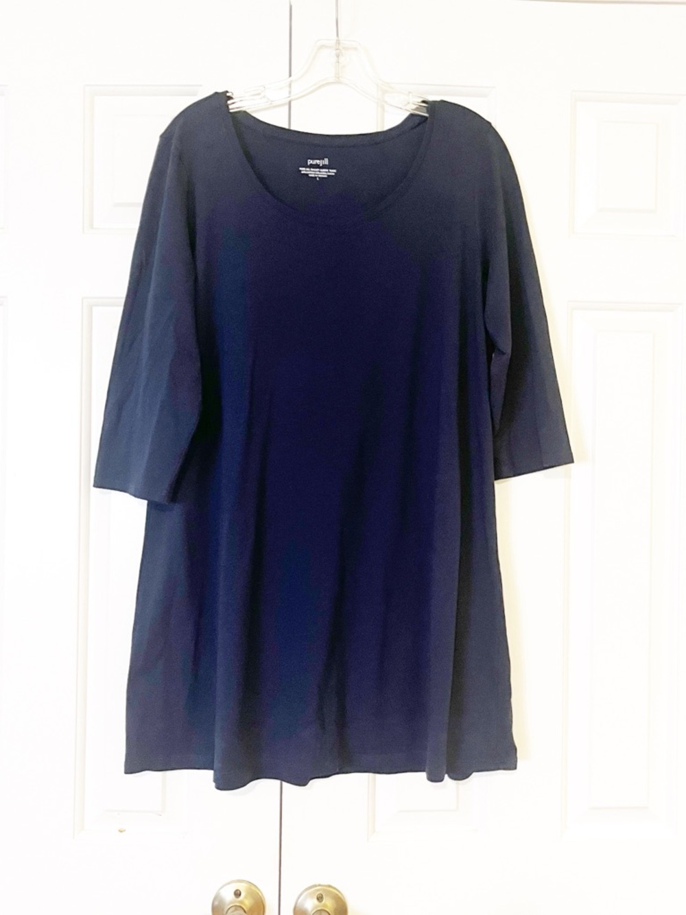 J. Jill Pure Jill ballet-sleeve tunic w/ 3/4 sleeves in Navy Blue. Size Large - Picture 8 of 13